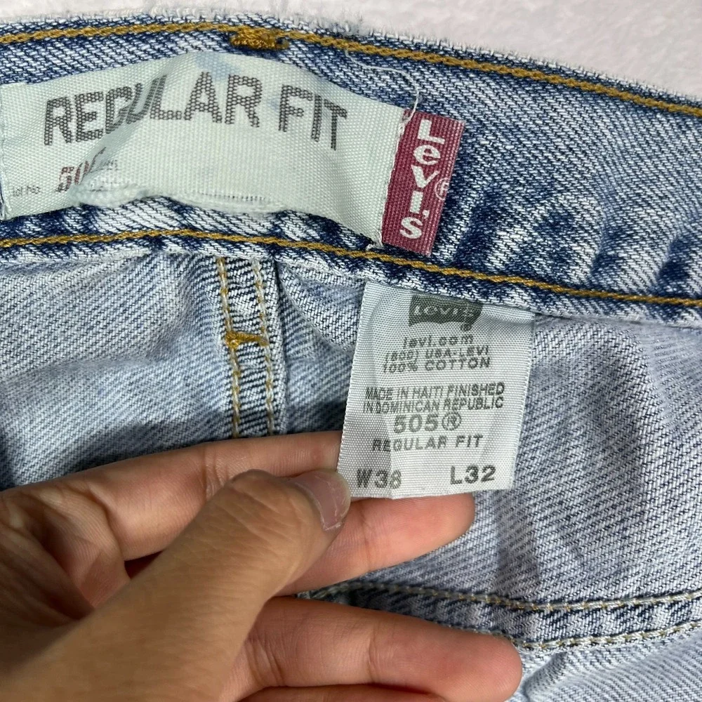 Levi's 505 Straight Leg Jeans Men's 34X31 Blue Denim Pockets Zip‎ Fly - Flaws